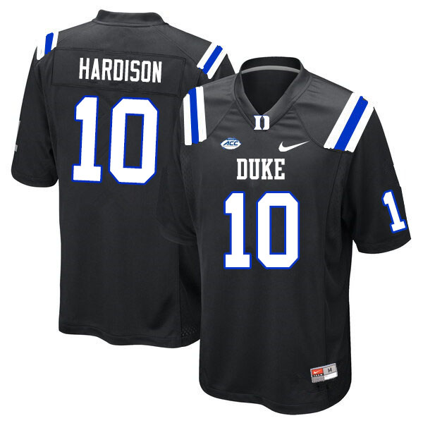 Men #10 Joe Hardison Duke Blue Devils College Football Jerseys Sale-Black